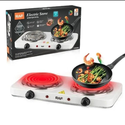 RAF Electric Stove – Dual Coil Burner, Fast Heating & Easy-To-Clean Portable Cooktop